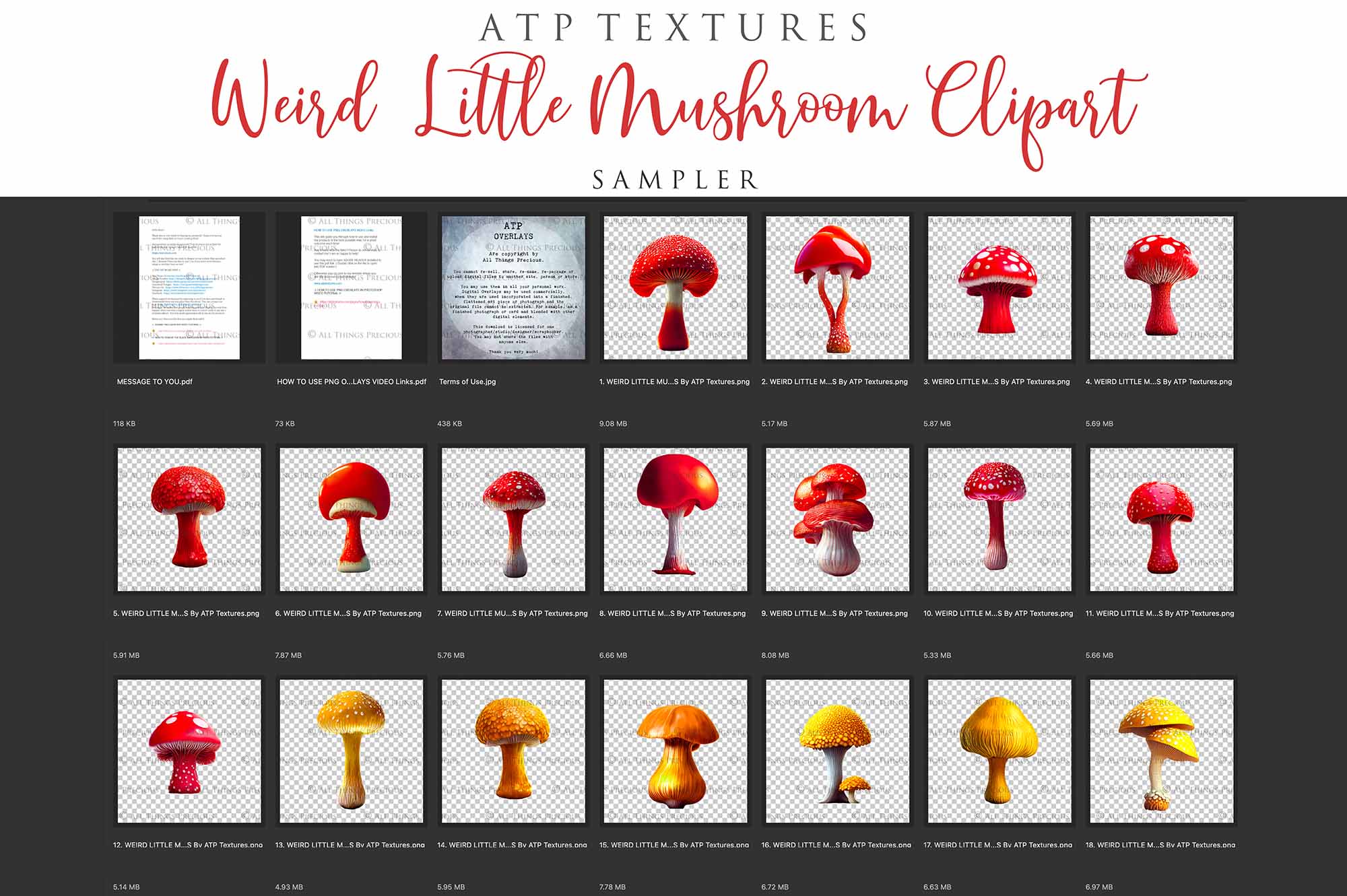 WEIRD LITTLE MUSHROOMS Digital Overlays